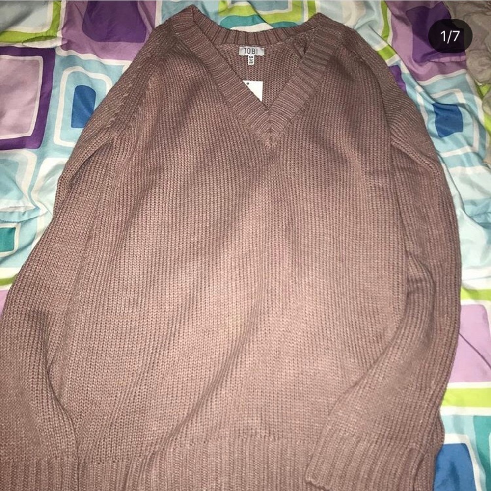 Tobi CAMILA MAUVE COLD SHOULDER SWEATER - Picture 4 of 6